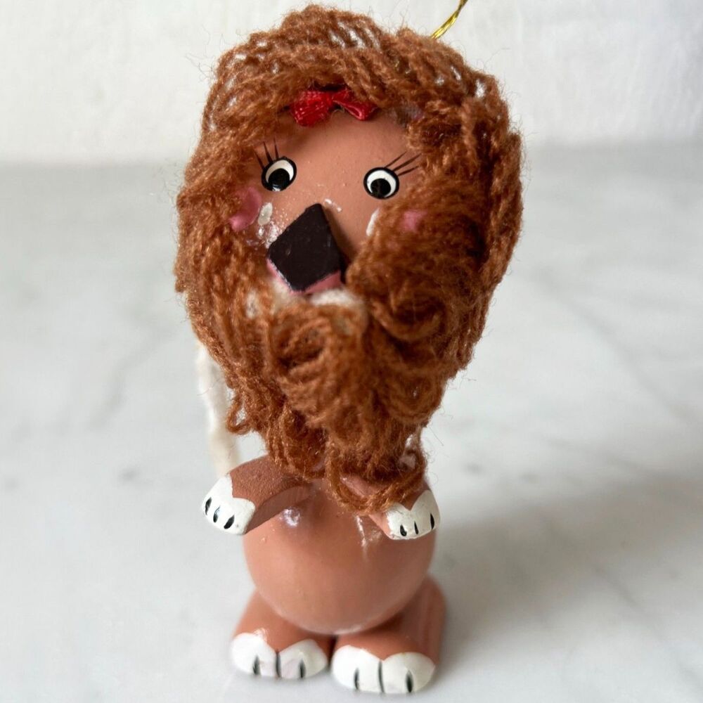 Vintage 1940s Wooden Christmas Ornament Cowardly Lion Wizard of Oz Kurt S Adler